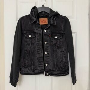 Levi's Black Denim Jacket with Hoodie